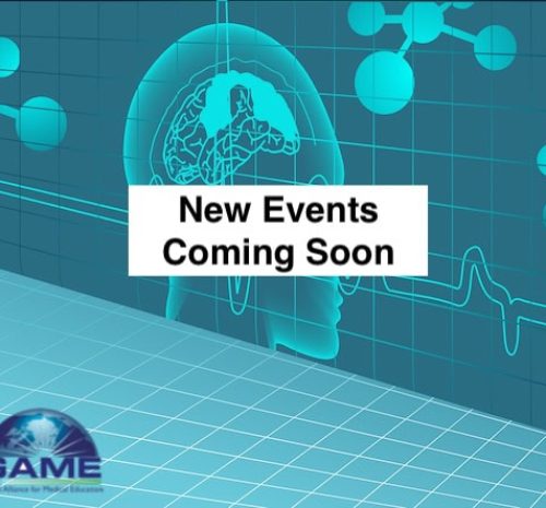 Medical education conference announcement with brain and health tech visuals.
